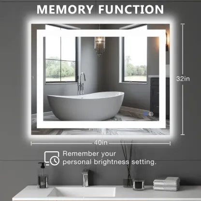 Espejo LED de Baño con Antivaho y Luz Regulable, Espejo de Pared con Iluminación Ajustable para Tocador