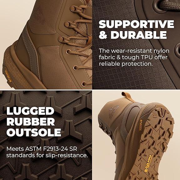 【Puntera de nanocompuesto】Botas de trabajo para hombre con puntera de nanocompuesto de 8 pulgadas, certificación ASTM F2413-18, botas de seguridad con cremallera lateral para construcción y almacén, modelo Metrostrike-Nano, color negro, para todas las est