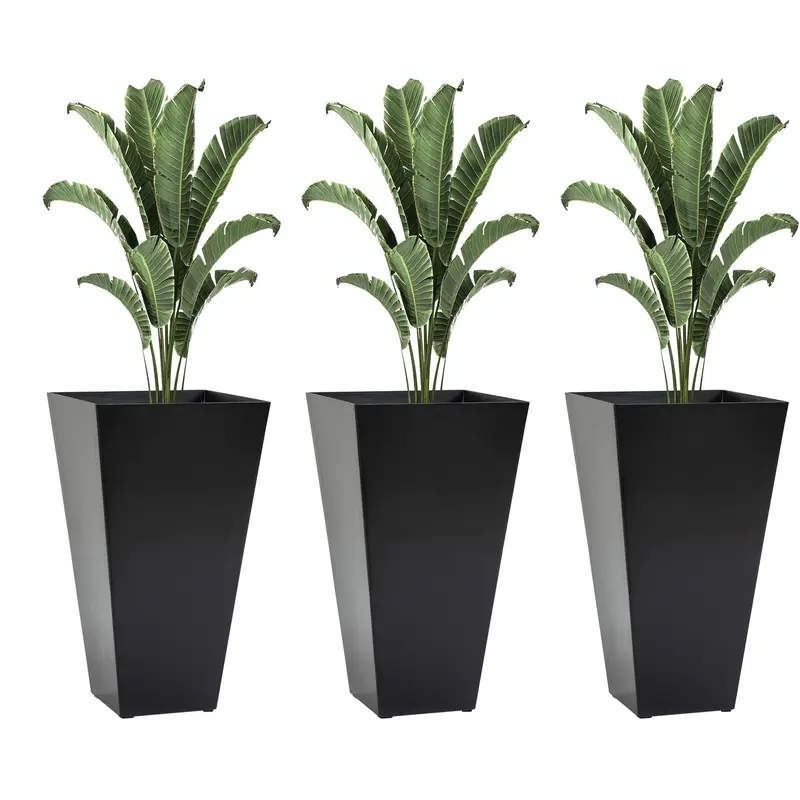 【Juego de 3】Juego de 3 macetas altas con orificio de drenaje; macetas de 28 pulgadas para exteriores e interiores, ideales para porches, patios y terrazas.