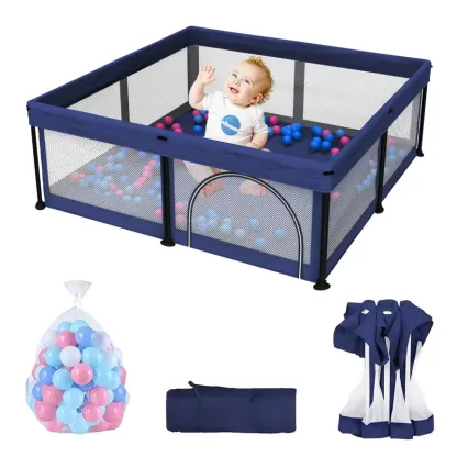Foldable Baby Playpen 50x50 Inches with Mesh & Balls