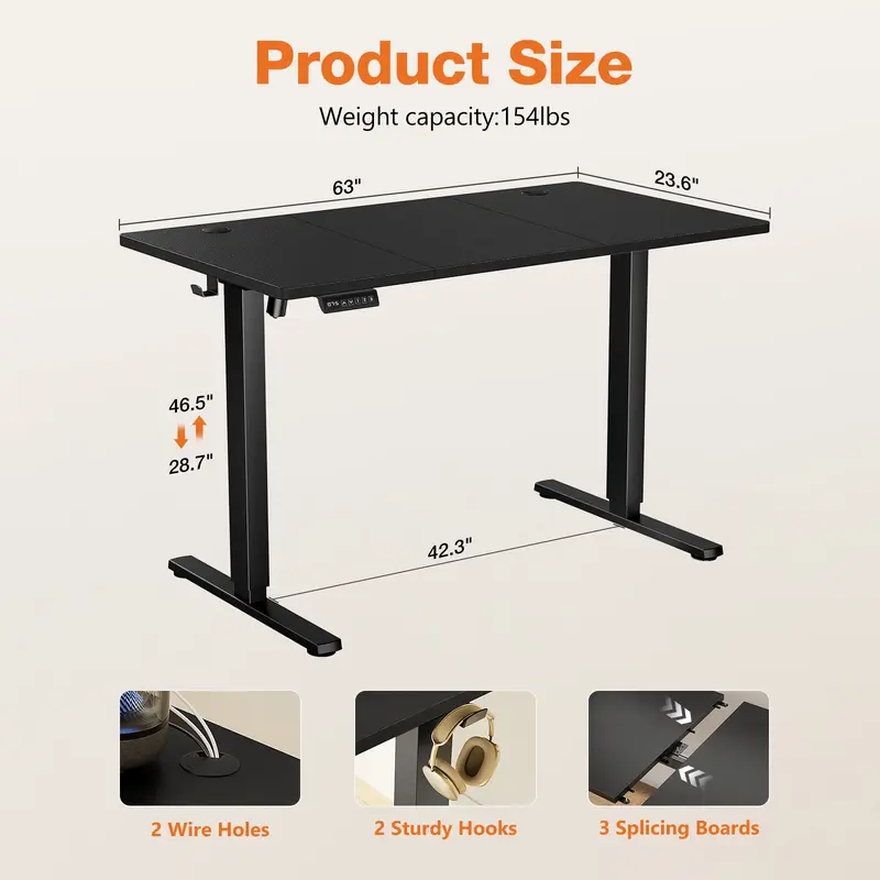 Electric Height Adjustable Standing Desk - Ergonomic Workstation