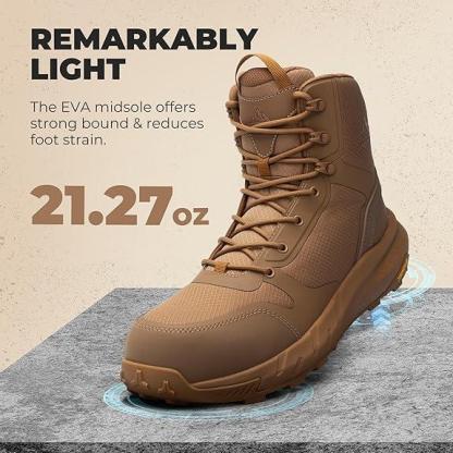 【Puntera de nanocompuesto】Botas de trabajo para hombre con puntera de nanocompuesto de 8 pulgadas, certificación ASTM F2413-18, botas de seguridad con cremallera lateral para construcción y almacén, modelo Metrostrike-Nano, color negro, para todas las est