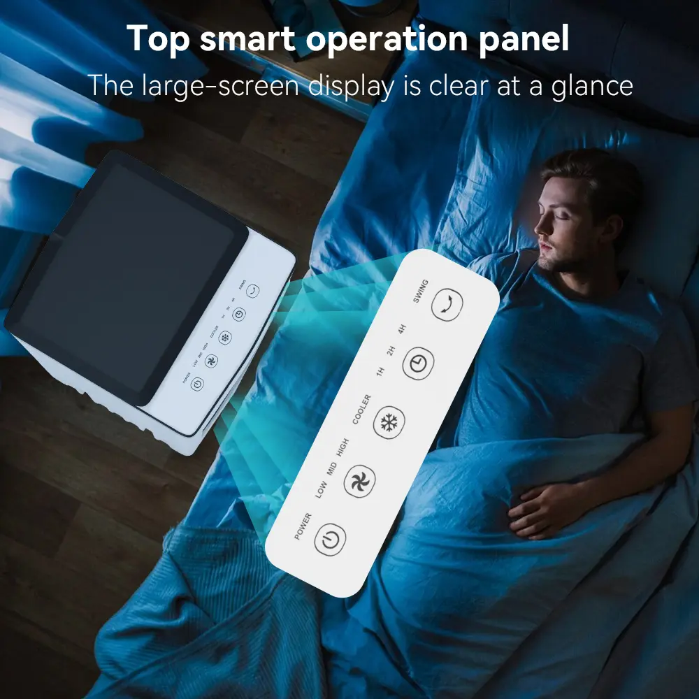 Enfriador de Aire Portátil 3 en 1 de 10L, Ventilador Evaporativo con Humidificador y Control Remoto, Ideal para Hogar, Oficina y Habitaciones