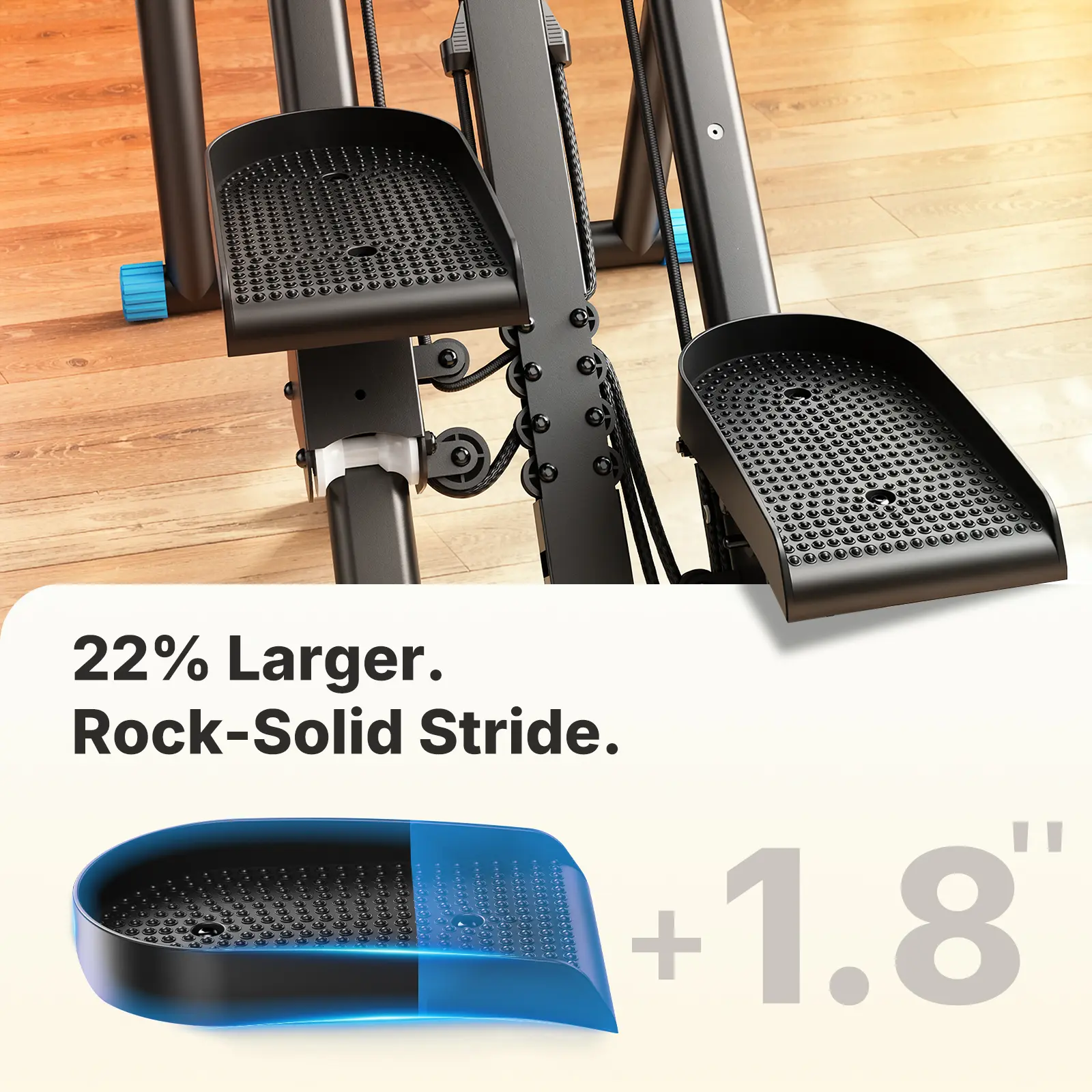 Máquina de ejercicio tipo escalador vertical compacto con pedales ajustables; ideal para gimnasio en casa y actividades recreativas.