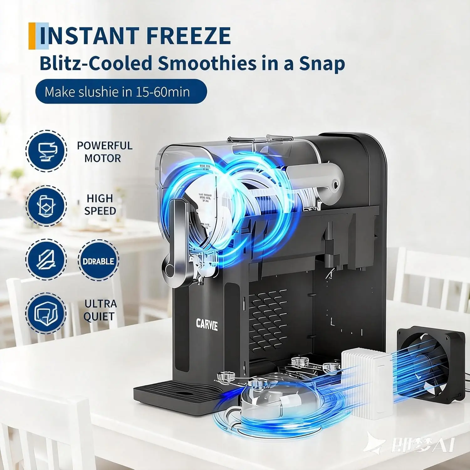 Máquina para Granizados para el Hogar sin Necesidad de Hielo, Preparadora de Bebidas Heladas con Pantalla LED y 6 Programas Preestablecidos, Gran Capacidad de 88 oz, Ideal para Margaritas Congeladas, Frappés y Helados