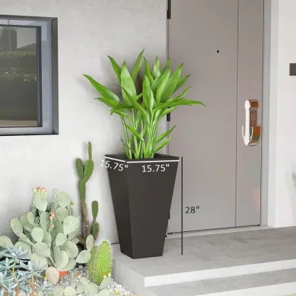 【Juego de 3】Juego de 3 macetas altas con orificio de drenaje; macetas de 28 pulgadas para exteriores e interiores, ideales para porches, patios y terrazas.