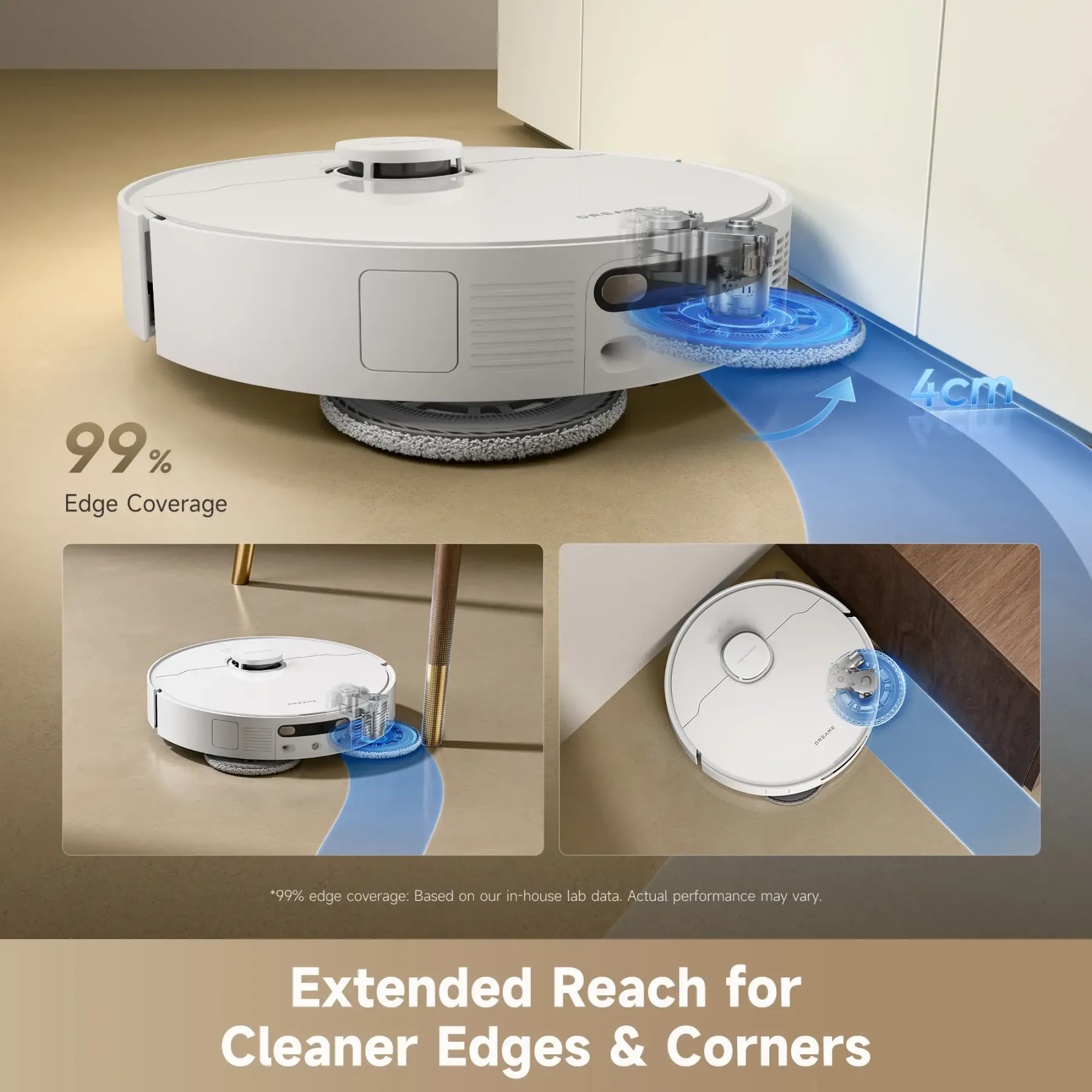 Robot aspirador y fregasuelos D30 Ultra Lite, potente succión de 24.000 Pa, estación base todo en uno con vaciado automático para 100 días, tecnología MopExtend para limpieza de bordes y sistema inteligente de evitación de obstáculos.