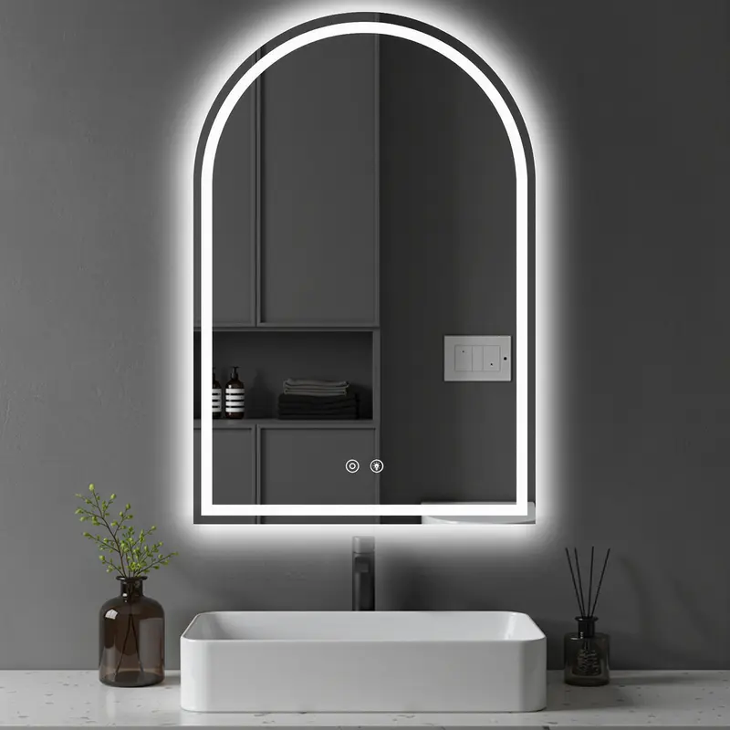 Espejo LED de Baño con Antivaho y Luz Regulable, Espejo de Pared con Iluminación Ajustable para Tocador