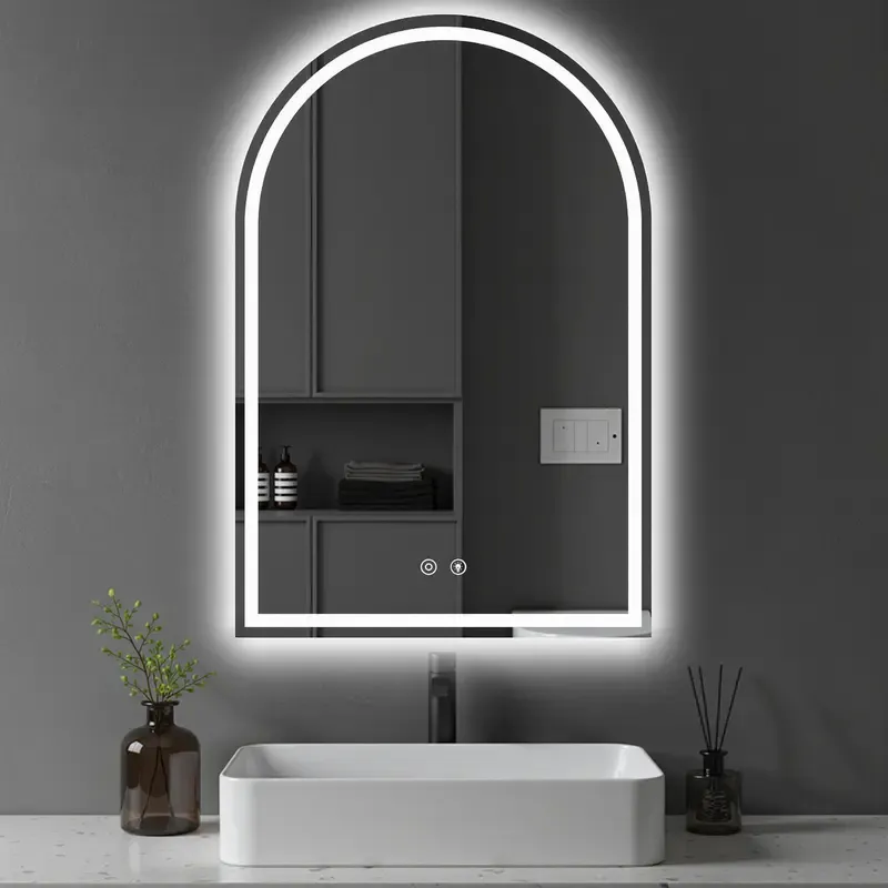 Espejo LED de Baño con Antivaho y Luz Regulable, Espejo de Pared con Iluminación Ajustable para Tocador