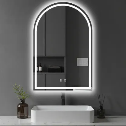 Espejo LED de Baño con Antivaho y Luz Regulable, Espejo de Pared con Iluminación Ajustable para Tocador