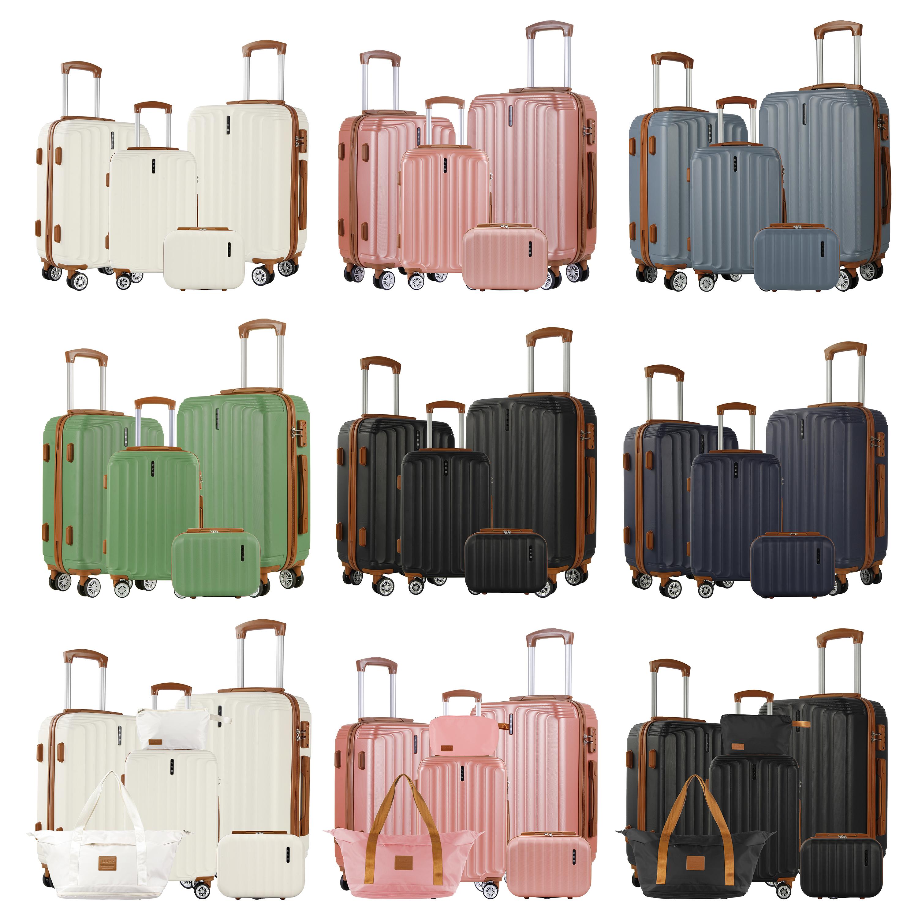 UUH Luggage Sets(3pcs/4pcs/6pcs/7pcs/8pcs) with TSA Locks - Suitcase for Travel, Hardshell Luggage Spinner Wheels Lightweight