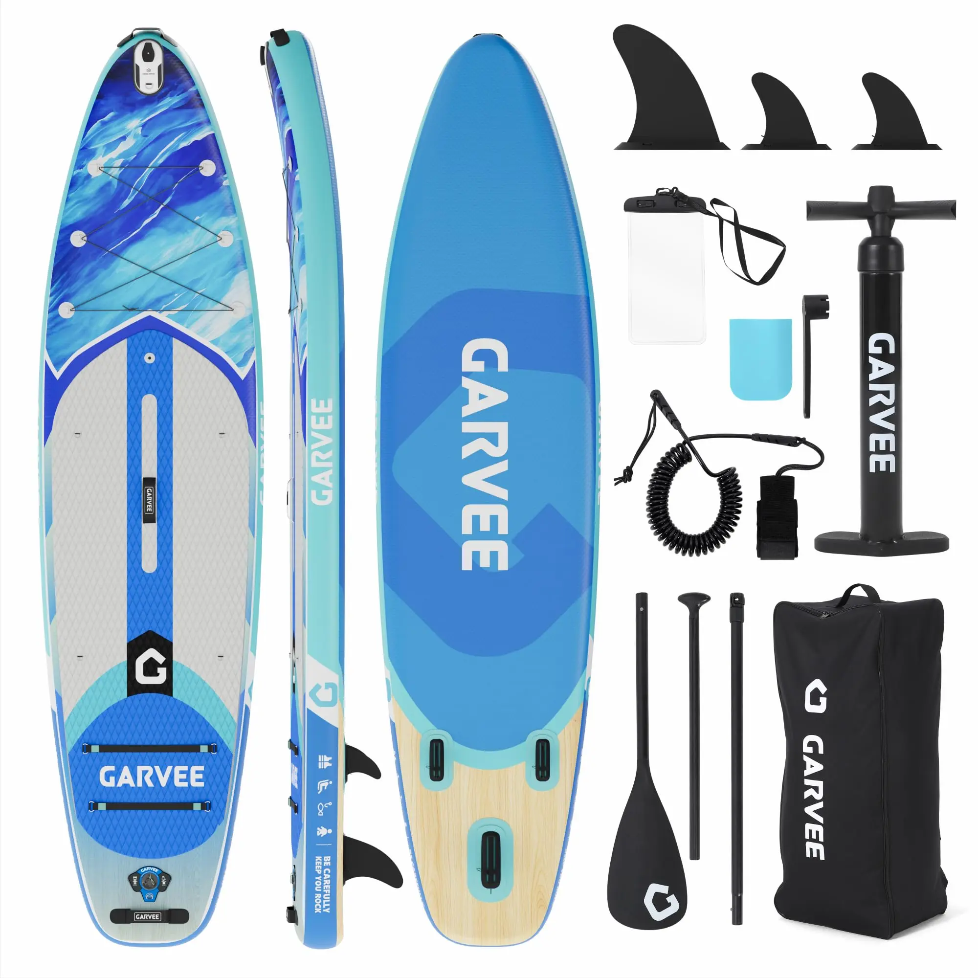 Tabla de paddle surf inflable extra ancha - 10'6" x 32" x 6" - Superficie estable y antideslizante - Capacidad de 450 libras - Accesorios de lujo: mochila, remo, bomba de aire y soporte para cámara - Ideal para yoga, pesca, surf y principiantes