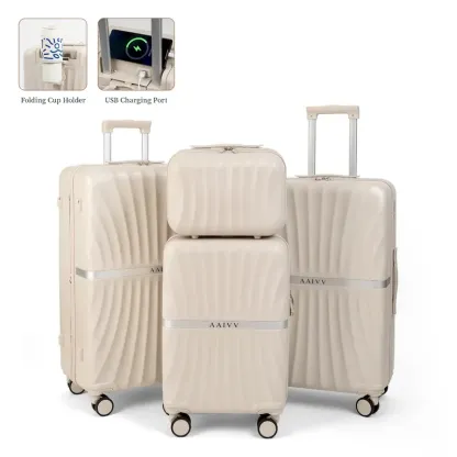 Set de 4 Maletas Expandibles de ABS (13/20/26/28"), con Ruedas Dobles 360°, Cerradura TSA y Carcasa Rígida, Ligeras y Resistentes para Viaje