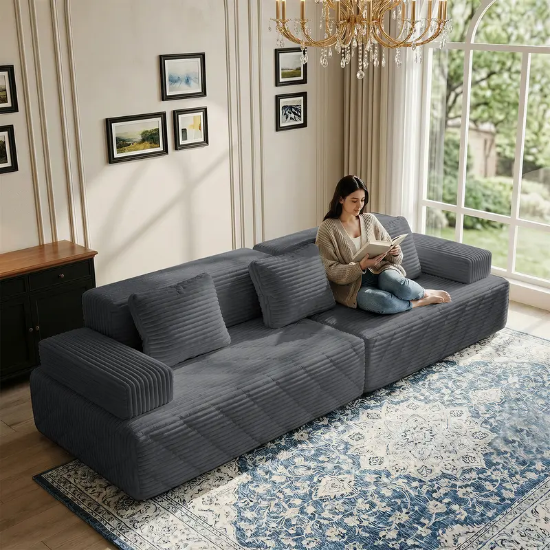 Sofá modular seccional sin estructura, chaise longue extragrande con asientos profundos, sofá cama modular Cloud, no requiere montaje, combinación libre, sofá seccional moderno. Sofá seccional sin estructura. Muebles de sala de estar.