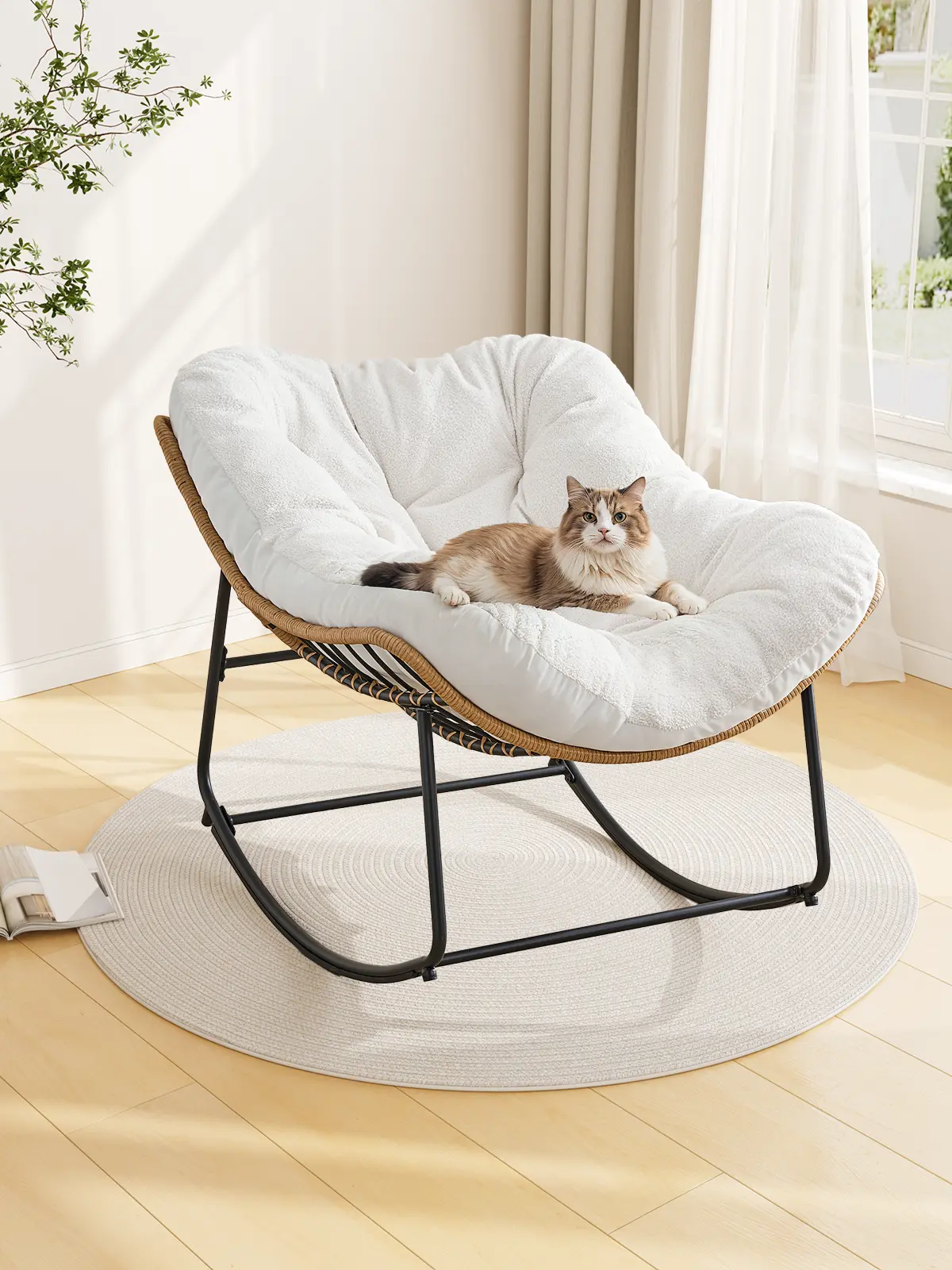 Silla mecedora de gran tamaño para interiores y exteriores: cómoda silla Papasan