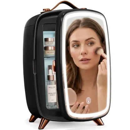 Mininevera compacta de 4 L con iluminación gaming: refrigerador portátil para 6 latas, ideal para dormitorio, coche, oficina o residencia de estudiantes; para almacenar cosméticos, bebidas y alimentos.