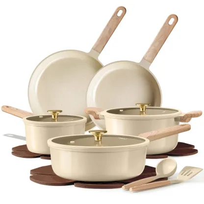Juego de utensilios de cocina de cerámica de 14, 18 o 24 piezas: antiadherente, saludable, libre de PFAS y apto para lavavajillas.