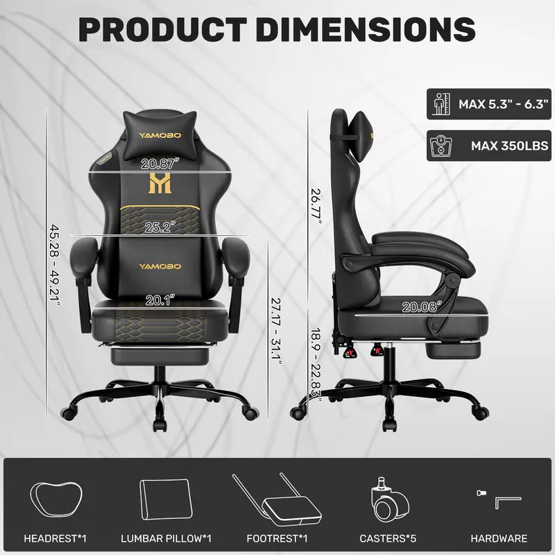 Silla Gaming Ergonómica para Adultos, Diseño Minimalista, Cuero PU Resistente, Soporte Lumbar, Reclinación de 100°-135°, Ruedas Silenciosas y Reposapiés