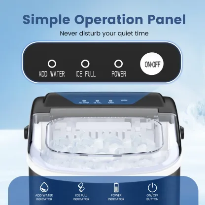 Máquina de Hielo Portátil para Encimera, Autolimpieza, Produce 26,5 lb de Hielo en 24 Horas, 9 Cubos en 6 Minutos, Disponible en Acero Inoxidable o ABS, Ideal para Hogar, Oficina y Fiestas