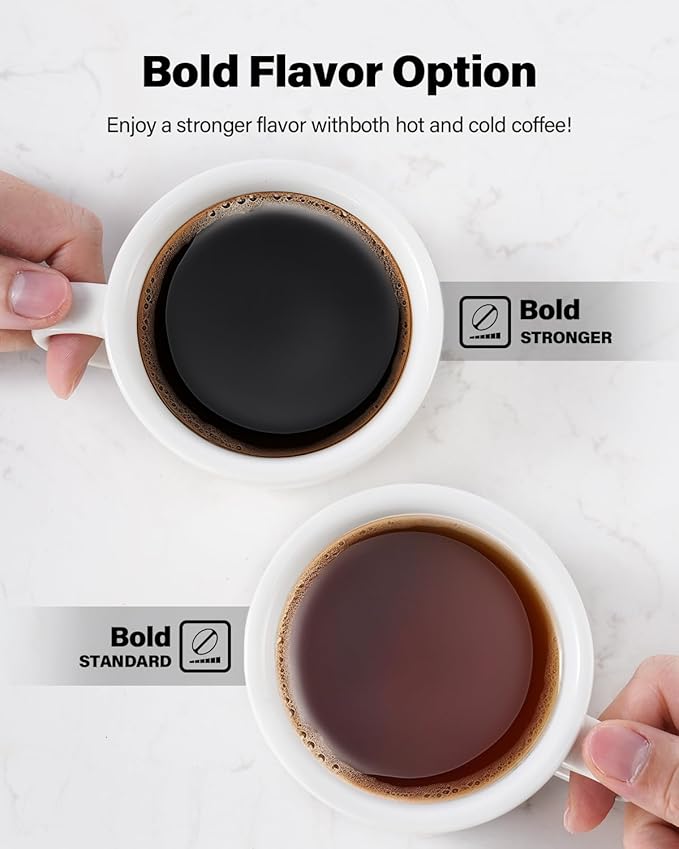 Hot & Iced Coffee Maker for K-Cups & Ground Coffee, Single-Serve Brewer with Bold Setting, Reusable Filter, Travel Mug Friendly, Compact & Quick Brew, Black Household Appliances espresso machine coffee bar supplies,home essentials tiktokshopbacktoschool