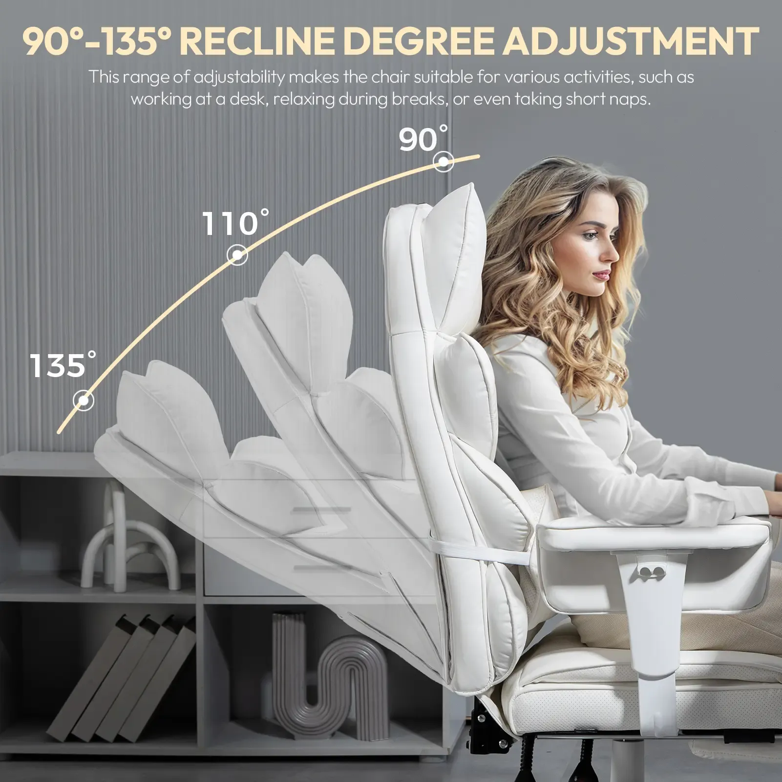 Silla de Oficina Ergonómica Grande con Soporte Lumbar, Cojín de Resortes, Respaldo Alto, Reposabrazos Ajustables y Reposapiés