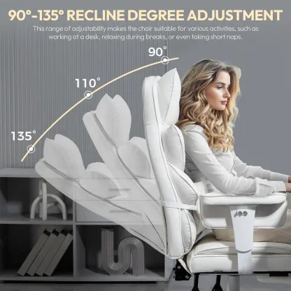 Silla de Oficina Ergonómica Grande con Soporte Lumbar, Cojín de Resortes, Respaldo Alto, Reposabrazos Ajustables y Reposapiés