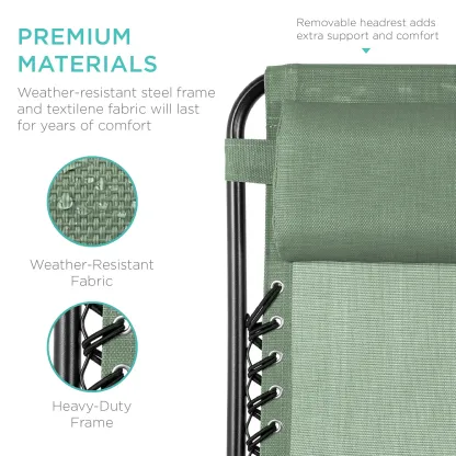 Set de 2 Sillas de Gravedad Cero Plegables con Bandeja Portavasos, Reclinables para Patio, Jardín y Piscina