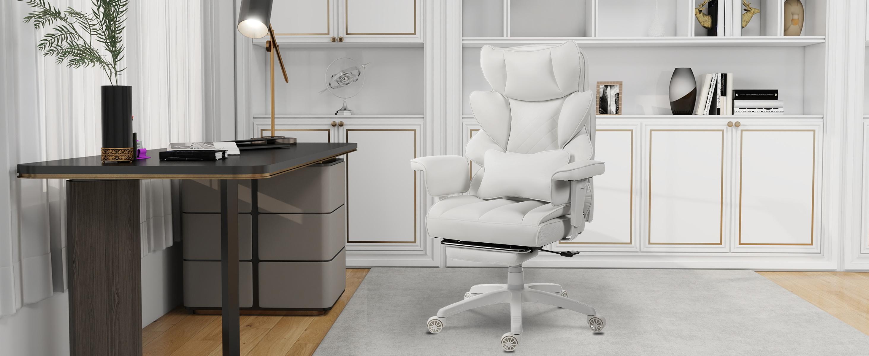 Summervibes Dowinx Big and Tall office chair, with pocket spring pad and waist support, high back computer game chair, adjustable armrests, executive office chair, foot rest