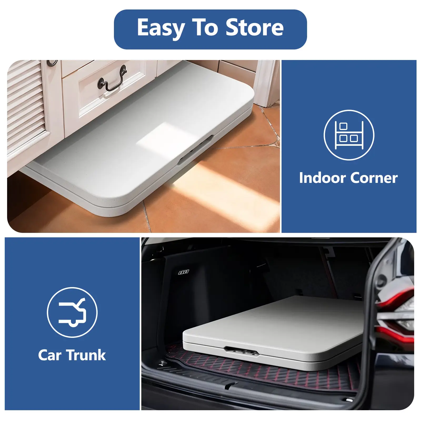Mesa plegable de plástico blanco de alta resistencia de 6 pies con patas de acero