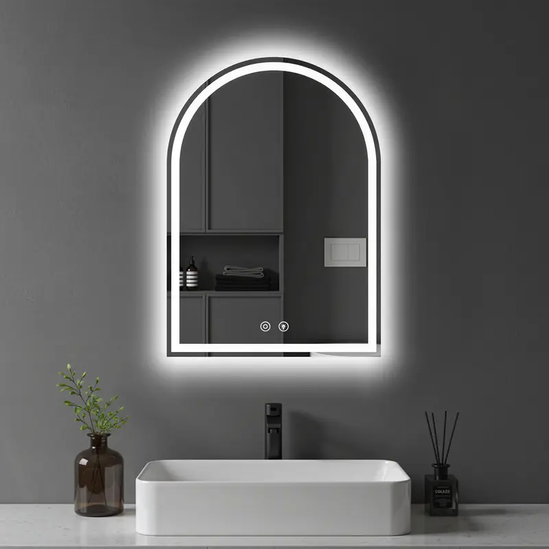 Espejo LED de Baño con Antivaho y Luz Regulable, Espejo de Pared con Iluminación Ajustable para Tocador
