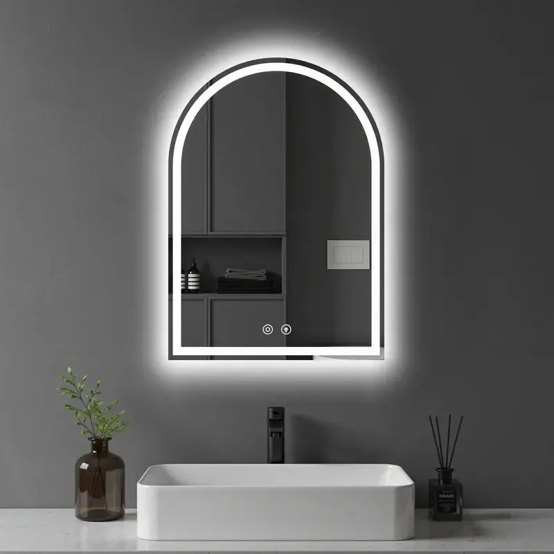 Espejo LED de Baño con Antivaho y Luz Regulable, Espejo de Pared con Iluminación Ajustable para Tocador