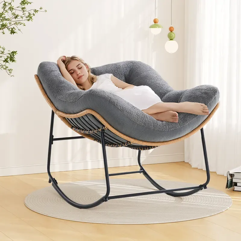 Silla mecedora de gran tamaño para interiores y exteriores: cómoda silla Papasan