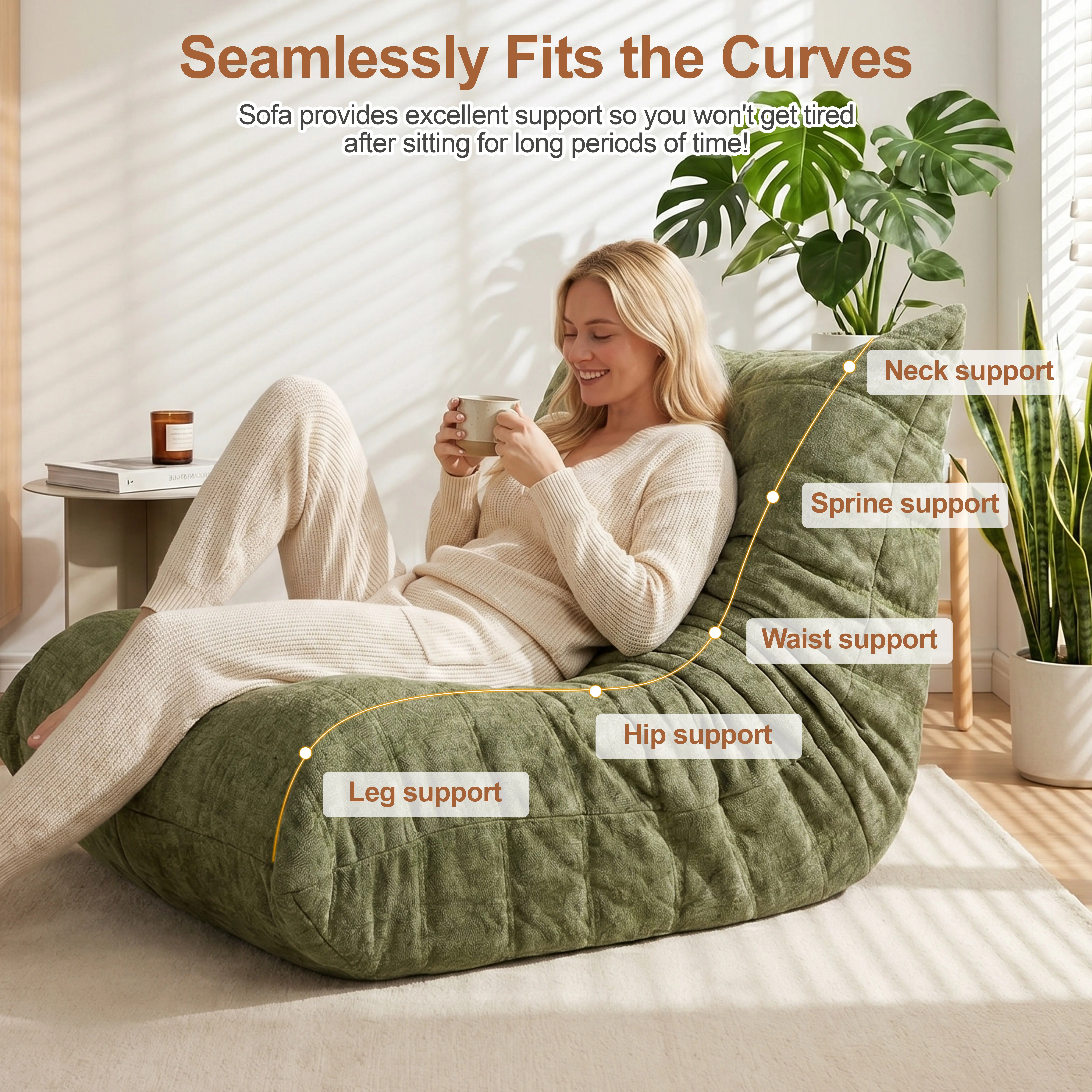 Sillón tipo puf para adultos, sofá puf extragrande relleno de espuma viscoelástica para el hogar o apartamento; sofá tipo «perezoso» con relleno y funda de piel sintética, ideal para niños y mascotas.