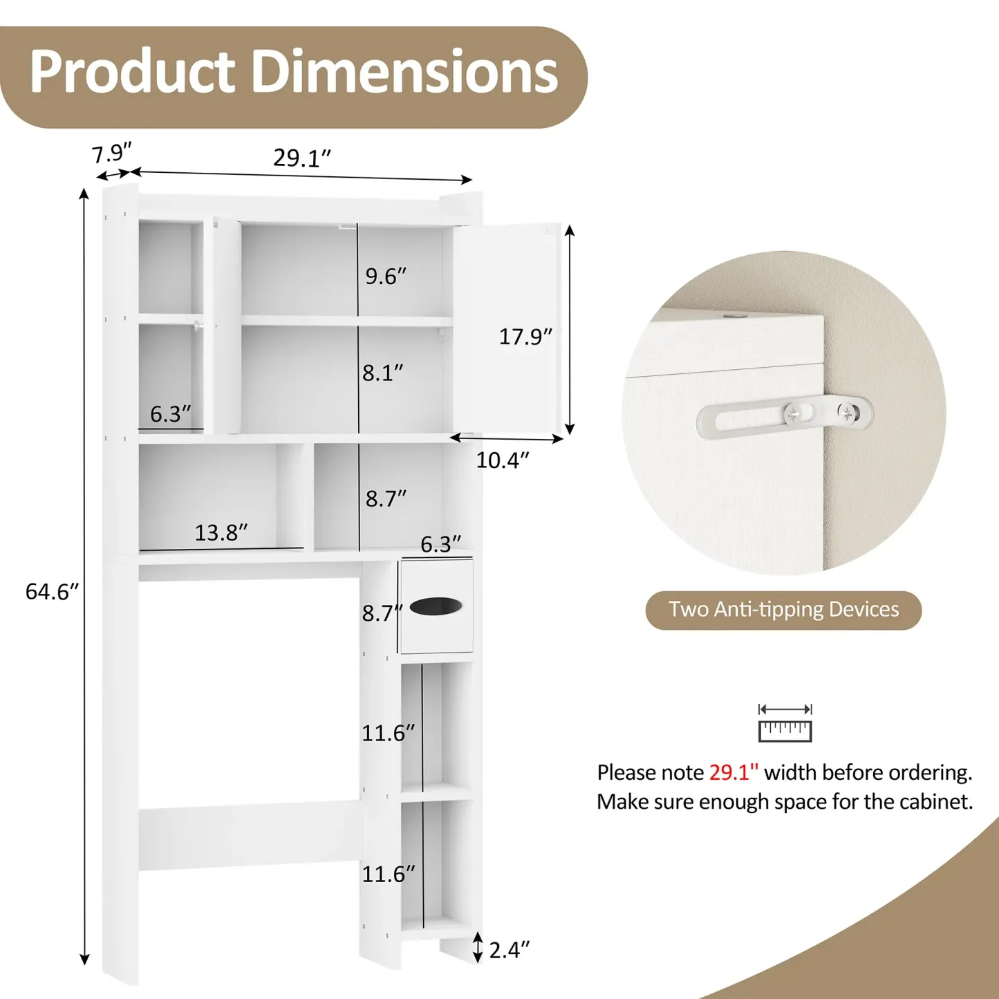 Armario de almacenamiento para colocar sobre el inodoro, estilo granja con 2 puertas tipo granero y soporte para papel higiénico, estantería para baño y organizador de muebles para lavandería.
