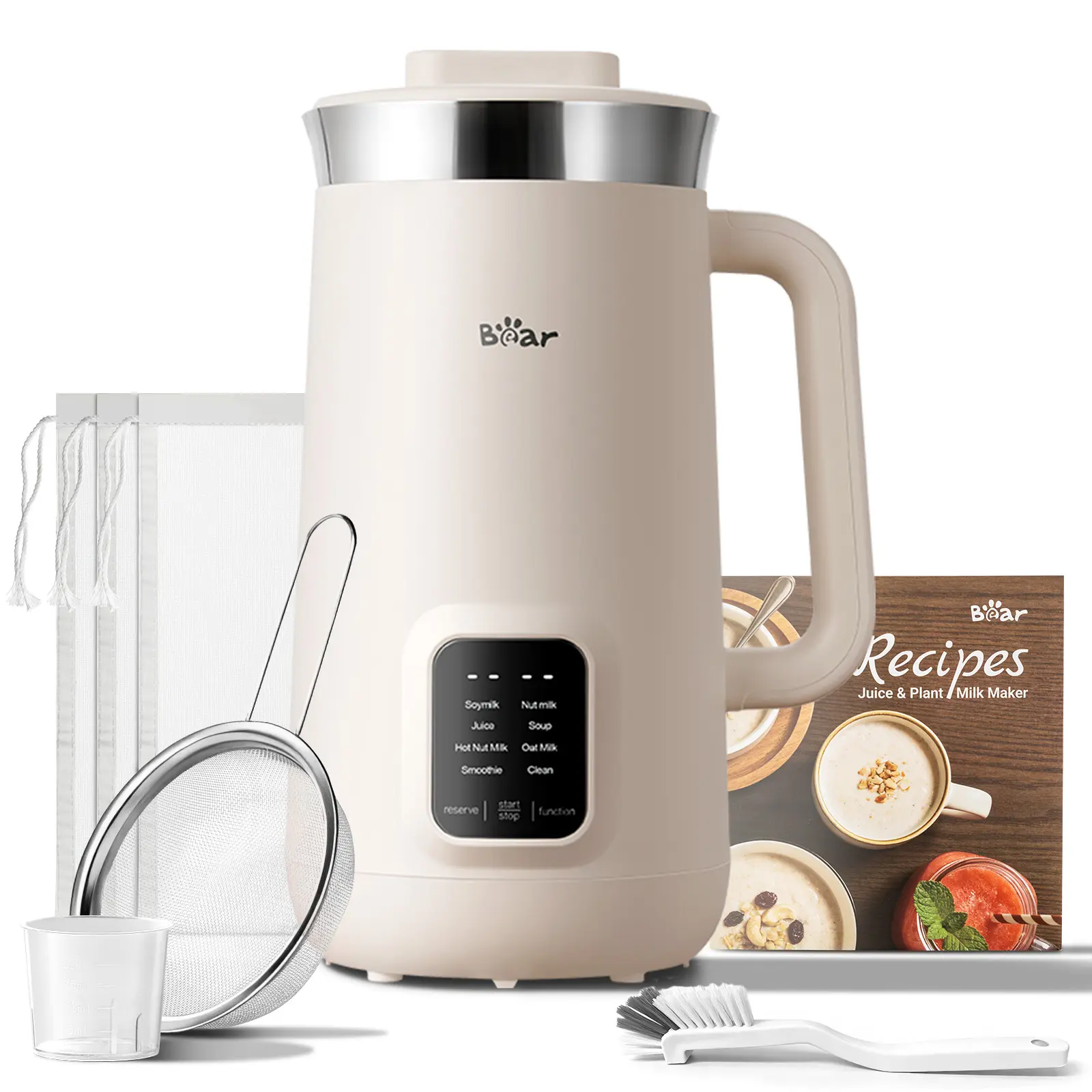 Máquina de Leche Vegetal 8 en 1 de 1.2 L, Fabricador Automático de Leche de Soja y Almendras, con Autolimpieza, Temporizador de 12 H y Mantener Caliente de 6 H, para Bebidas Caseras