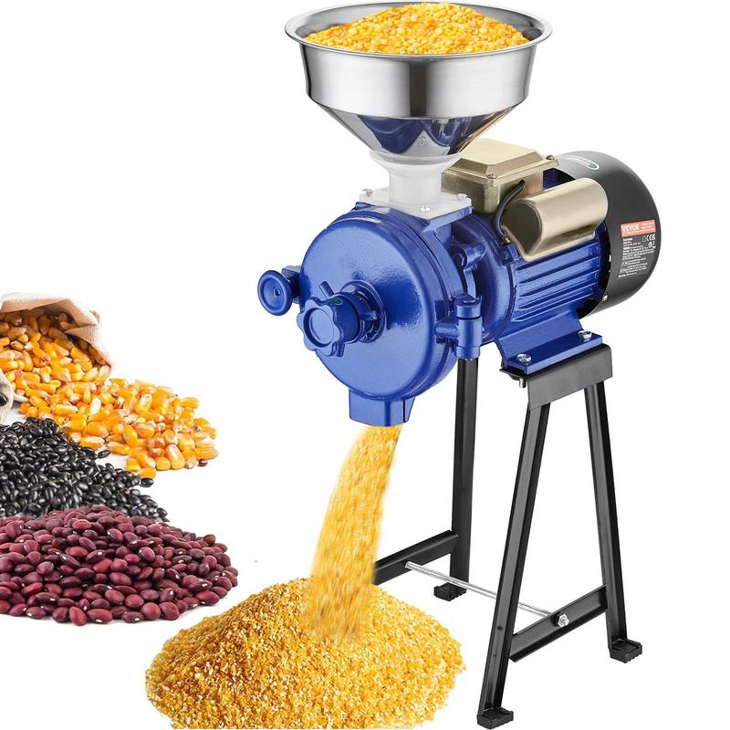 Molino eléctrico de granos, molinillo de especias de 3000 W, molino de maíz comercial con embudo, máquina pulverizadora de grosor ajustable, molino industrial de alta resistencia para cereales y trigo, molinillo para productos secos.