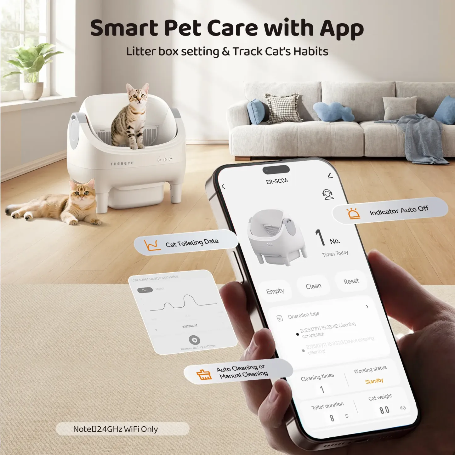 Arenero Automático Autolimpiante para Gatos SC06, con Control por App WiFi, Eliminación de Olores y Sistema de Desecho con Bolsas Incluidas