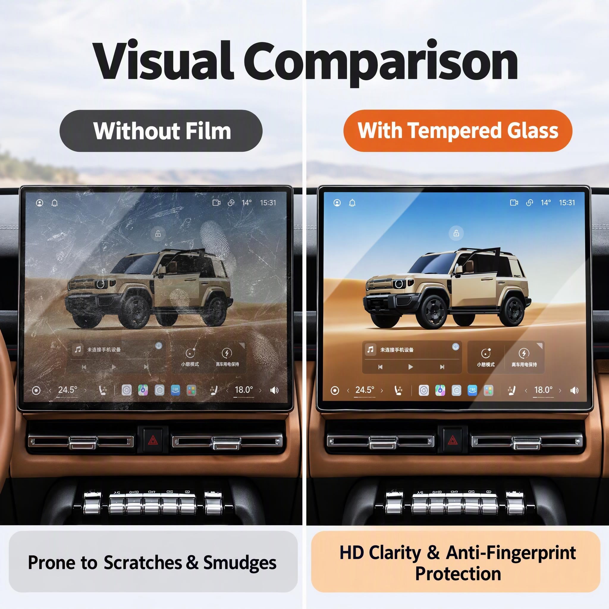Car navigation & dashboard protective film suitable for Chery iCAR V27-Let us help you explore your 4x4 with us Noxfun