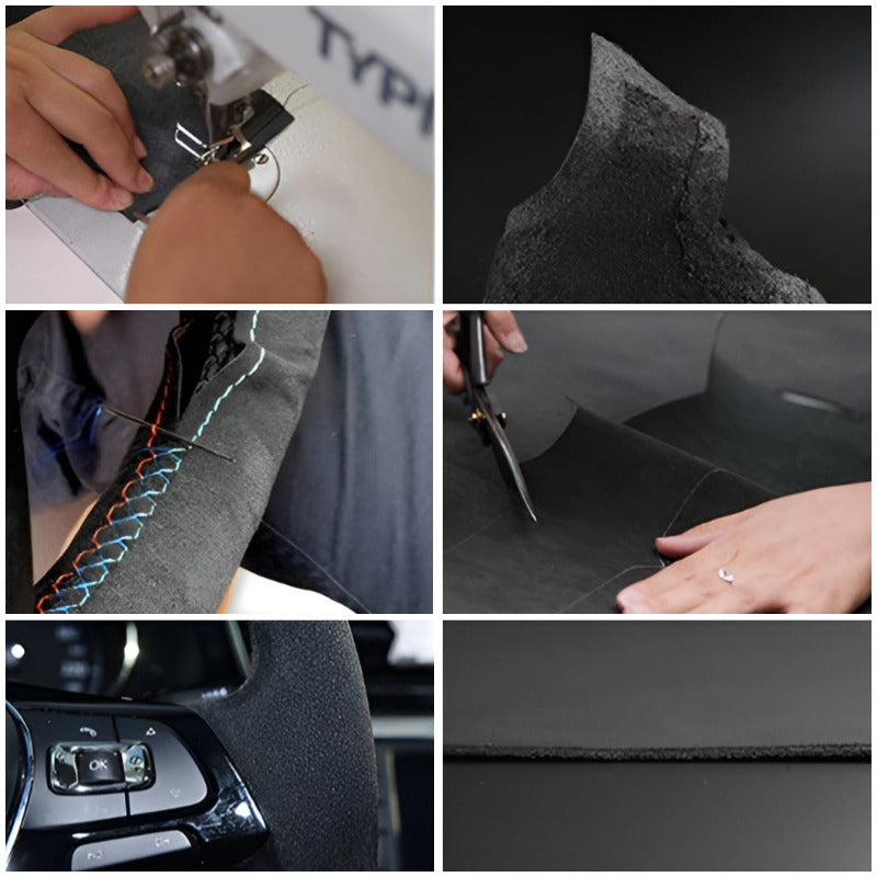 Hand-stitched tumbled leather steering wheel cover-Let us help you explore your 4x4 with us Noxfun