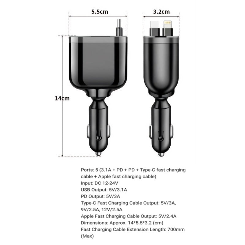 High-Power Retractable Car Charger-Let us help you explore your 4x4 with us Noxfun