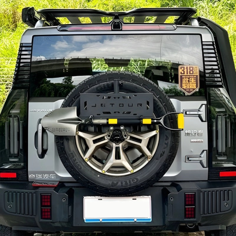 Car spare wheel holder & Multi-purpose Shovel for Chery Jetour T2-Let us help you explore your 4x4 with us Noxfun