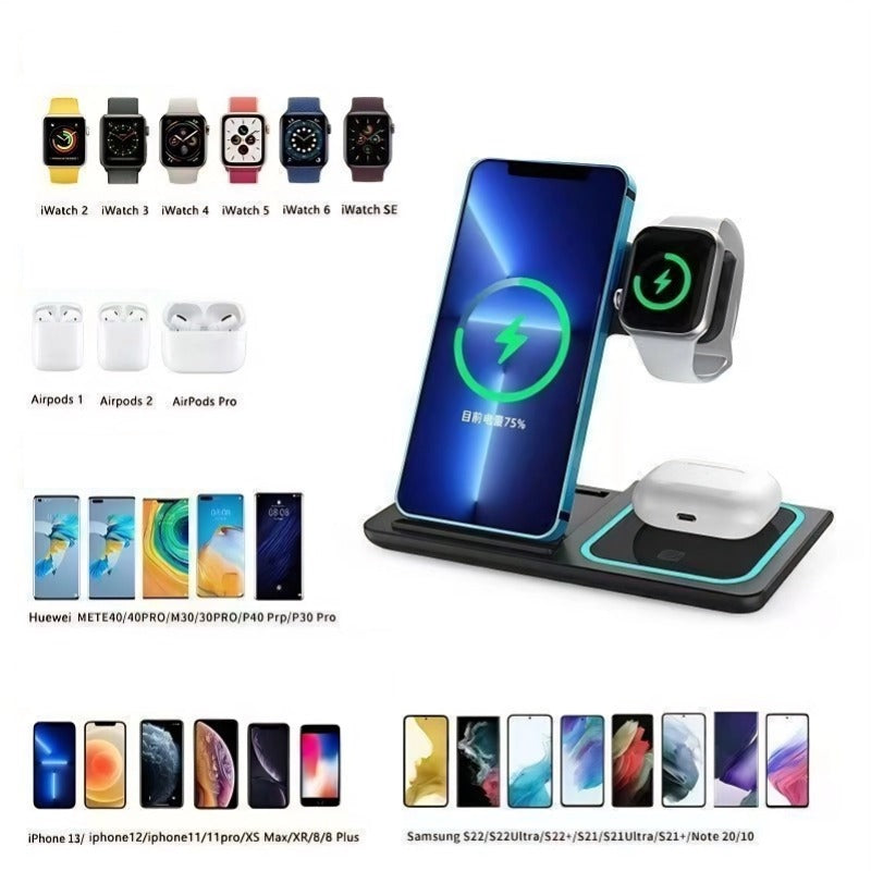 3-IN-1 Foldable Wireless Charger for Mobile Phones, Apple Watches & Bluetooth Headsets-Let us help you explore your 4x4 with us Noxfun