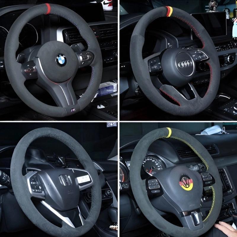 Hand-stitched tumbled leather steering wheel cover-Let us help you explore your 4x4 with us Noxfun