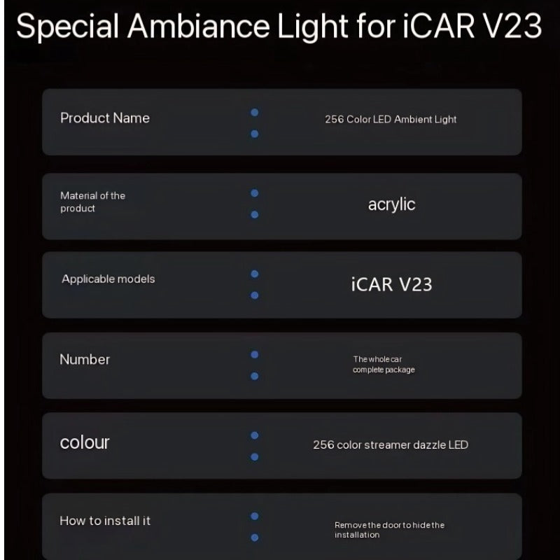 Car Interior Ambient Lighting Conversion for Chery iCAR V23-Let us help you explore your 4x4 with us Noxfun