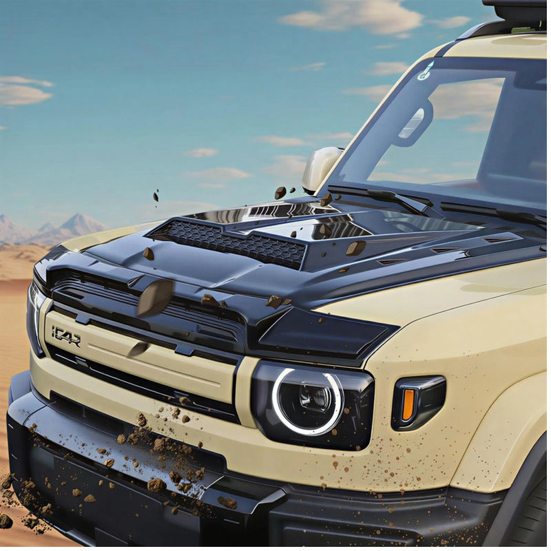 Bug Stone Hood Guard & Engine Top Cover for Chery iCAR V27-Let us help you explore your 4x4 with us Noxfun