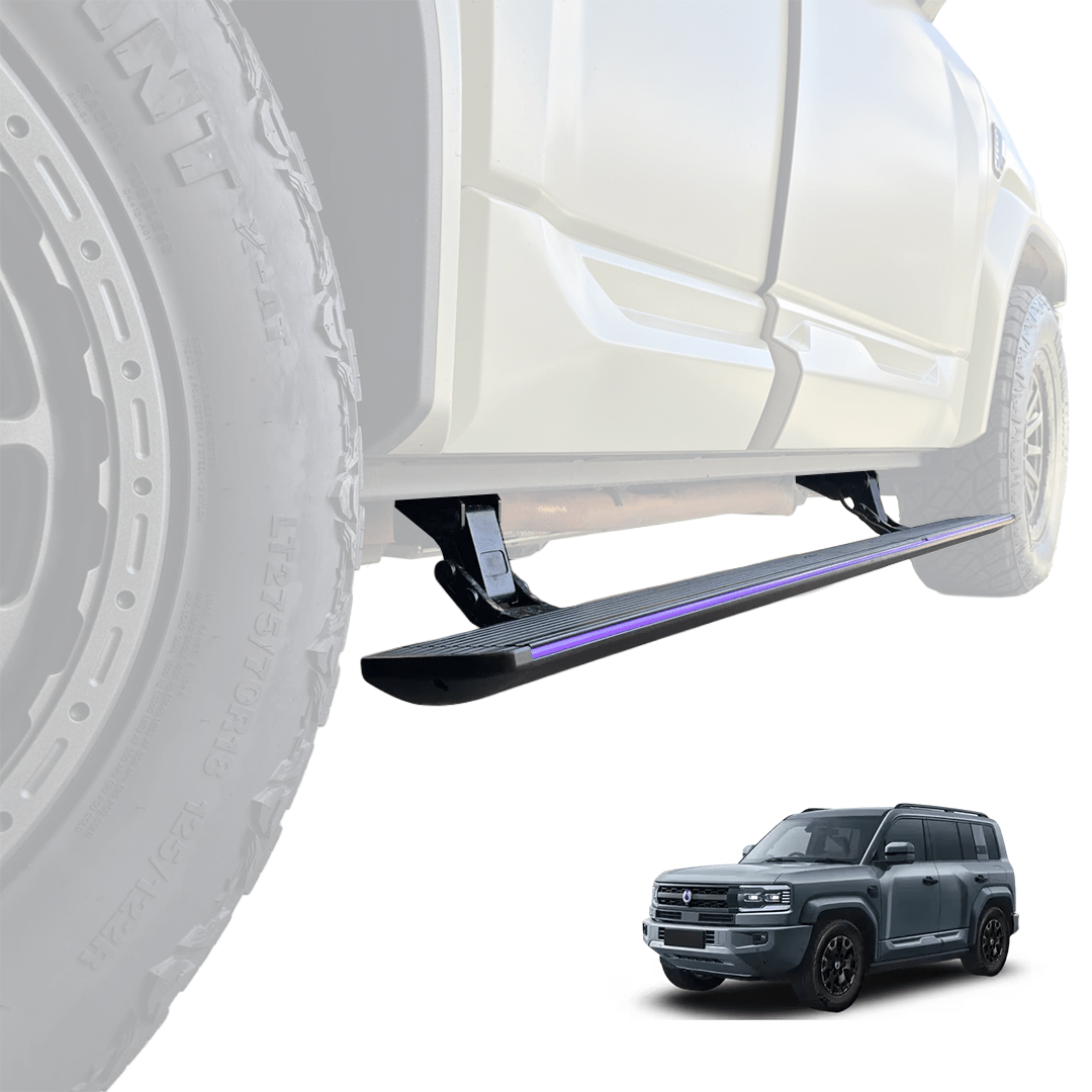 noxfun ELECTRIC SMARTSTEPS SIDE STEPS WITH RGB STEP LIGHTING DENZA B5 2026+-Let us help you explore your 4x4 with us Noxfun