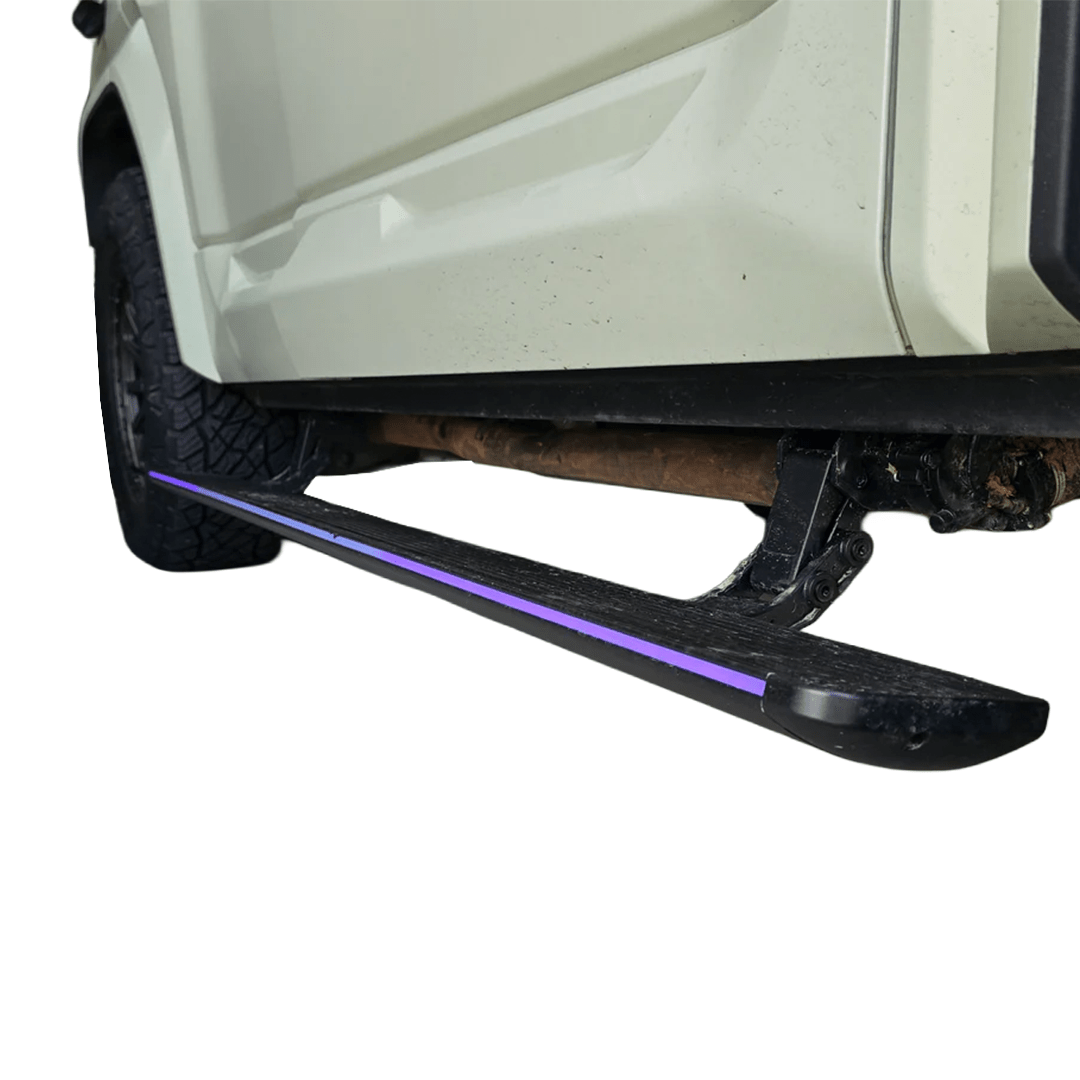 noxfun ELECTRIC SMARTSTEPS SIDE STEPS WITH RGB STEP LIGHTING DENZA B5 2026+-Let us help you explore your 4x4 with us Noxfun