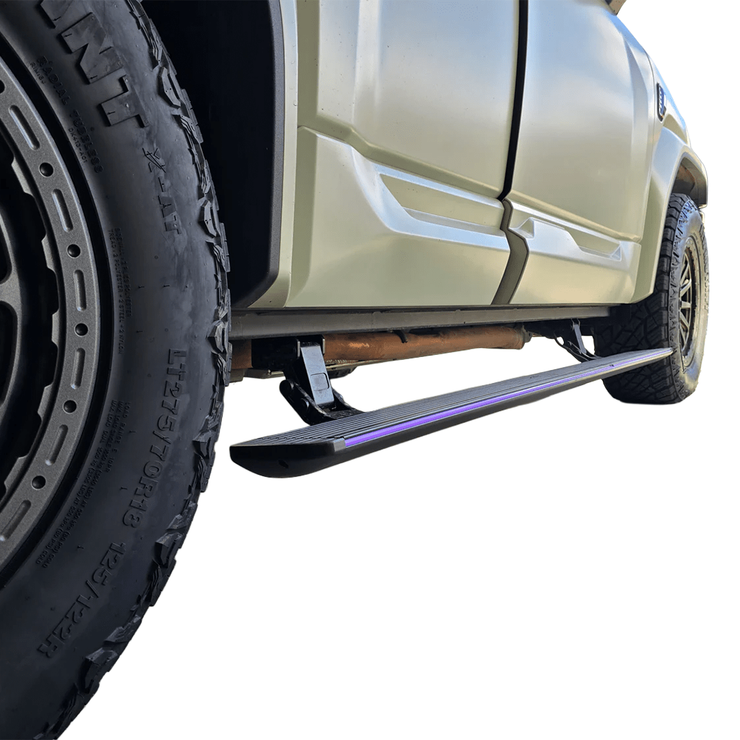 noxfun ELECTRIC SMARTSTEPS SIDE STEPS WITH RGB STEP LIGHTING DENZA B5 2026+-Let us help you explore your 4x4 with us Noxfun