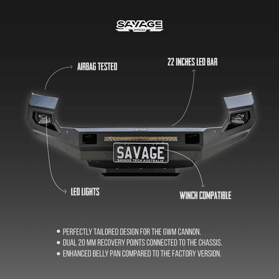 GWM CANNON THE BEAST HOOPLESS BULL BAR 2020-2024 V2-Let us help you explore your 4x4 with us Noxfun