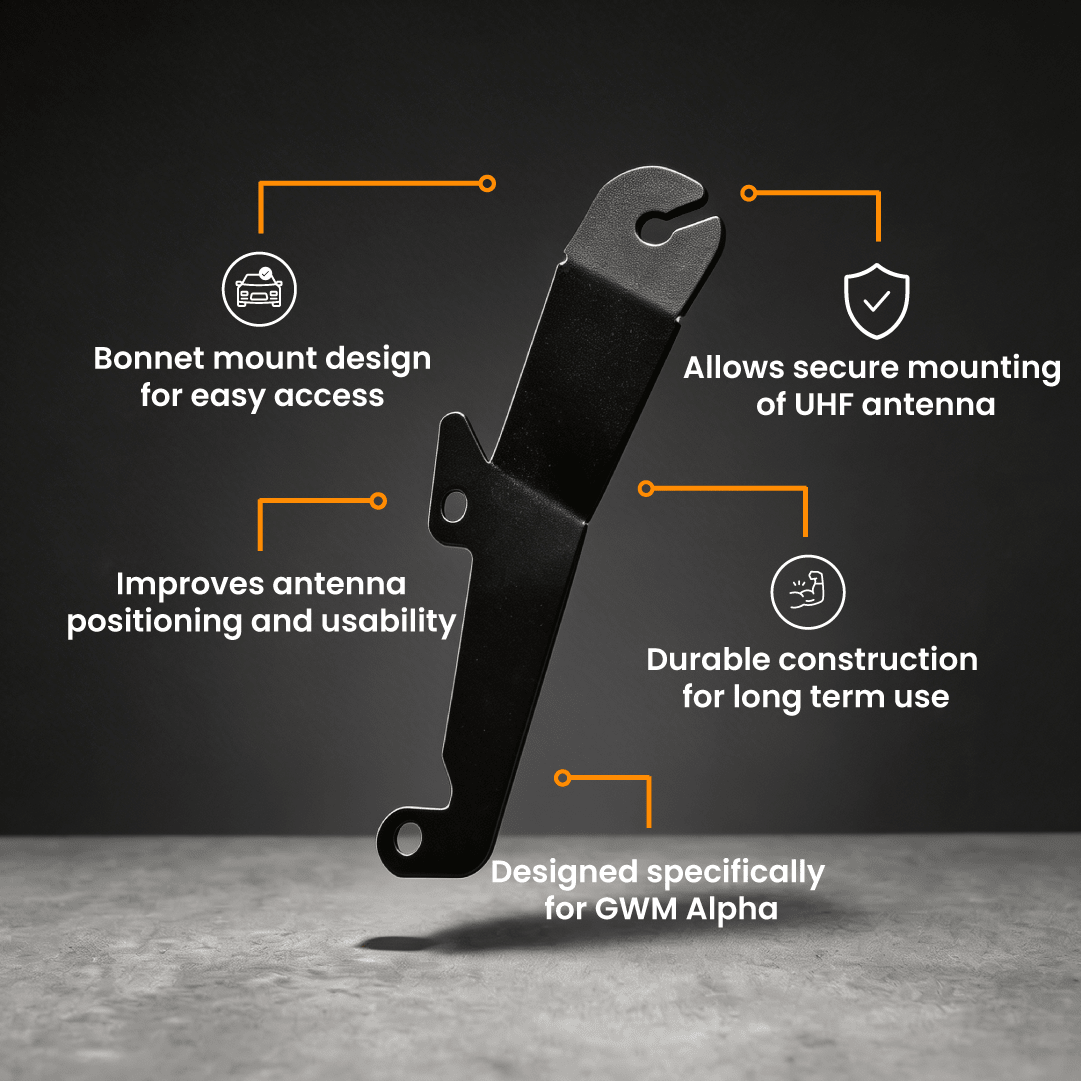 GWM ALPHA / GWM TANK 500 UHF ANTENNA BRACKET BONNET MOUNT-Let us help you explore your 4x4 with us Noxfun
